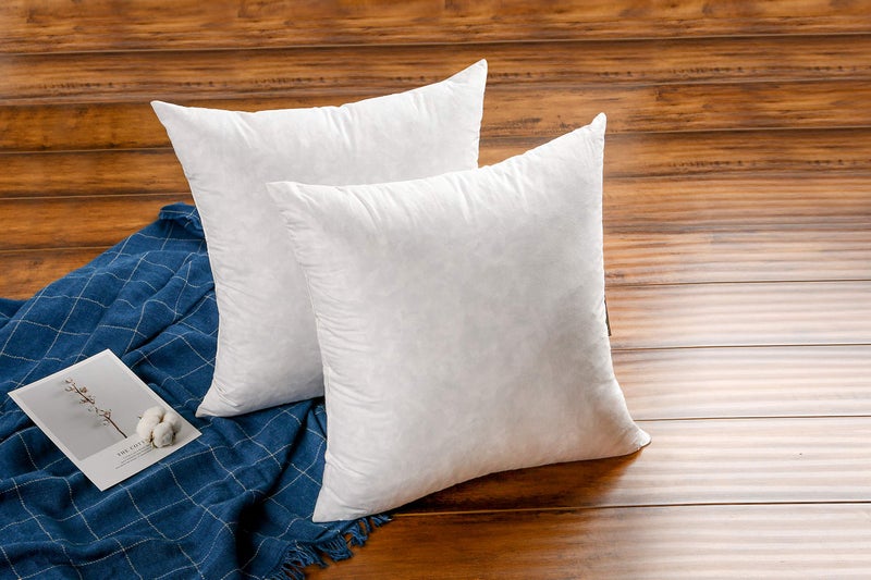 JA COMFORTS 22Ã—22 Premium Goose Down Feather Throw Pillow Inserts(Set of 2)-5% Down Filling,High Filling Weight,250 TC Cotton Cover, Square, White - Image 3